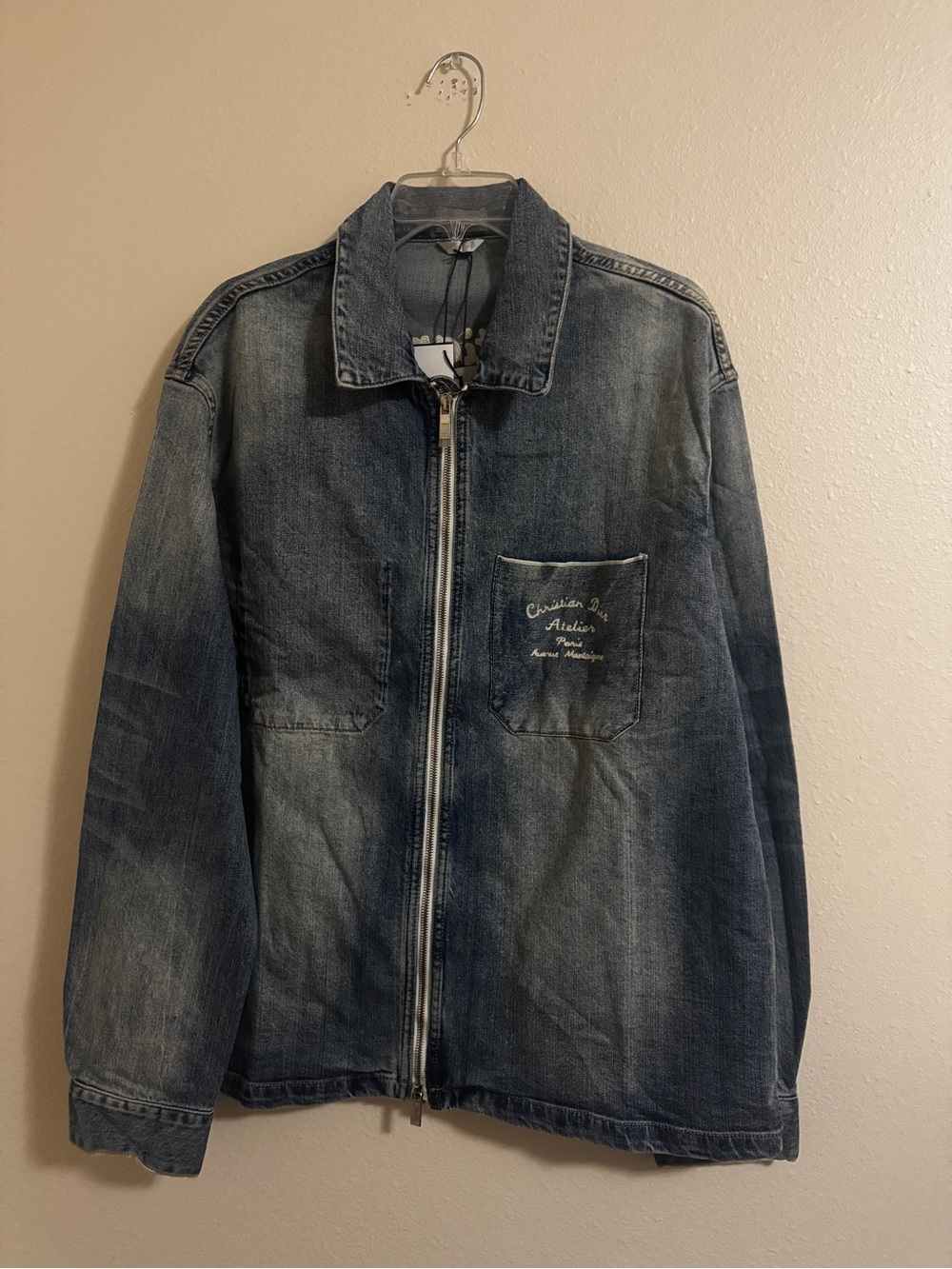 Christian Dior Embroidered Zip Denim Jacket